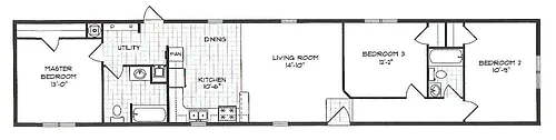 Floor plan 3 Bed 2 Bath Single Section Home