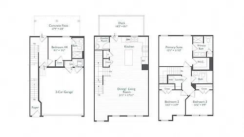 Floor plan 4 Bed/3.5 Bath-Cheverly II