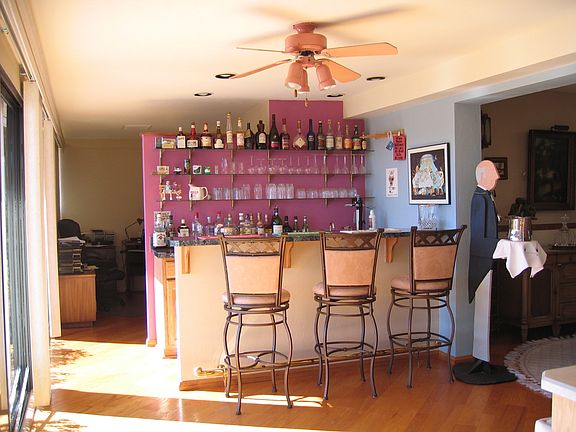 Wet bar and office area