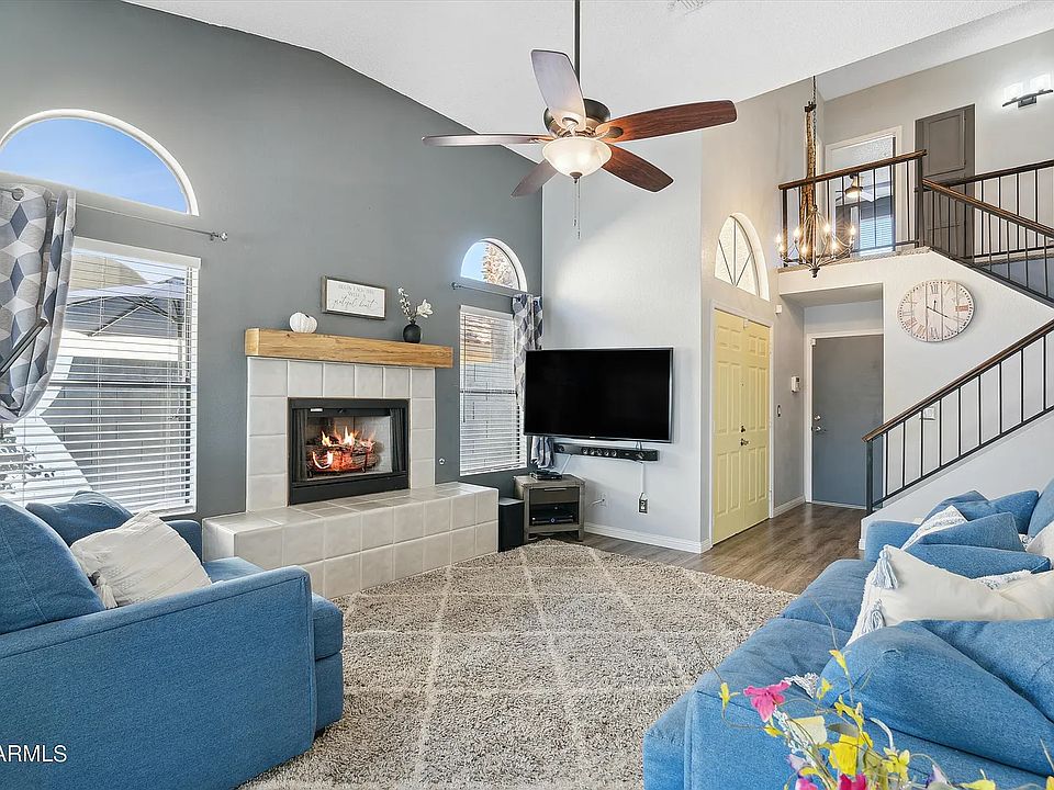 Living area with fireplace