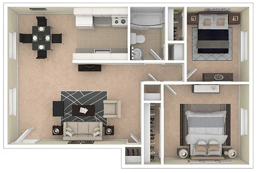 Floor plan 2 Bedroom/1 Bathroom