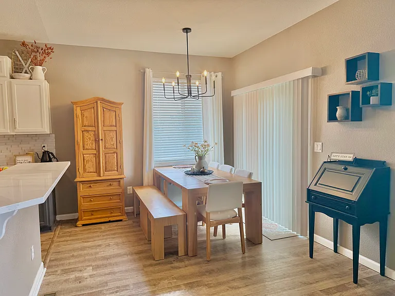 Dining room and sliding glass door to backyard