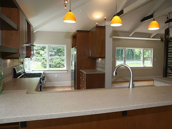 kitchen & vaulted ceiling