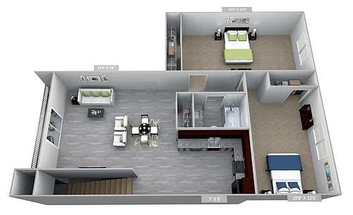 Floor plan Columbia Gardens 2 Bedroom