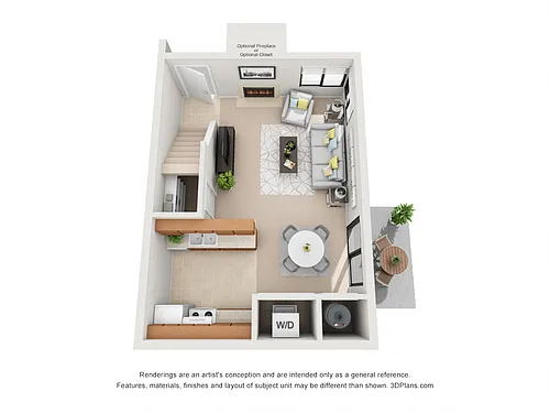 Floor plan One Bedroom Townhome
