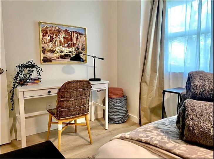 home office in primary bedroom