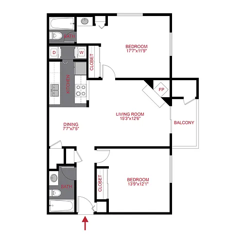 Floor plan PLAN 2 BED 2 BATH
