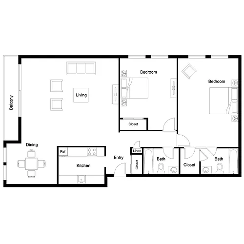 Floor plan 2 Bedroom, 2 Bath 1095 SF 22