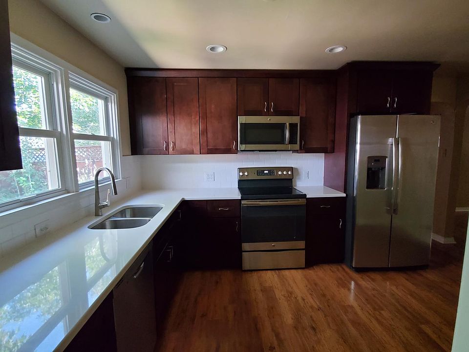 The remodeled kitchen; all new windows throughout. This window looks out over the koi pond