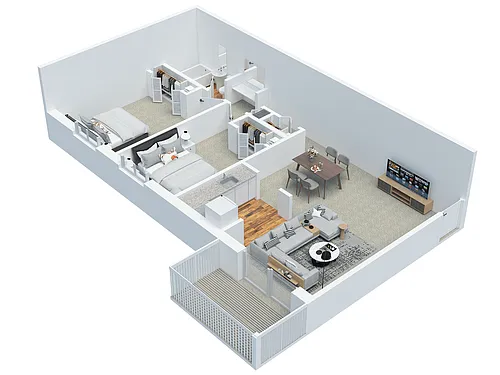 Floor plan 2 BD 1 BA