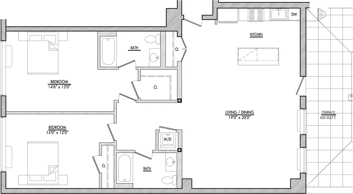 Floor plan B13 with Terrace