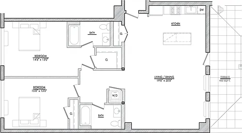 Floor plan B13 with Terrace