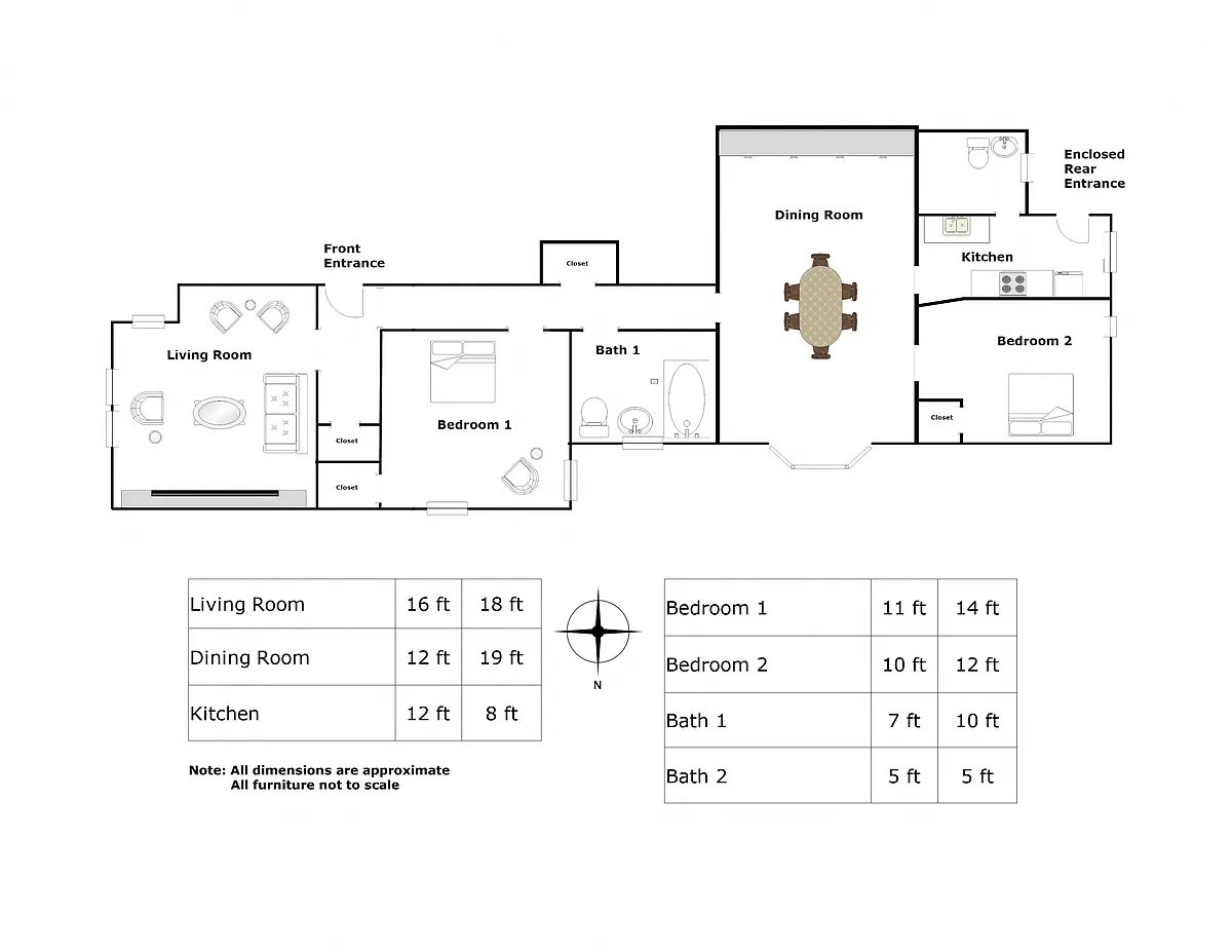 Floor plan 2 Bedroom - 1.5 Bathroom