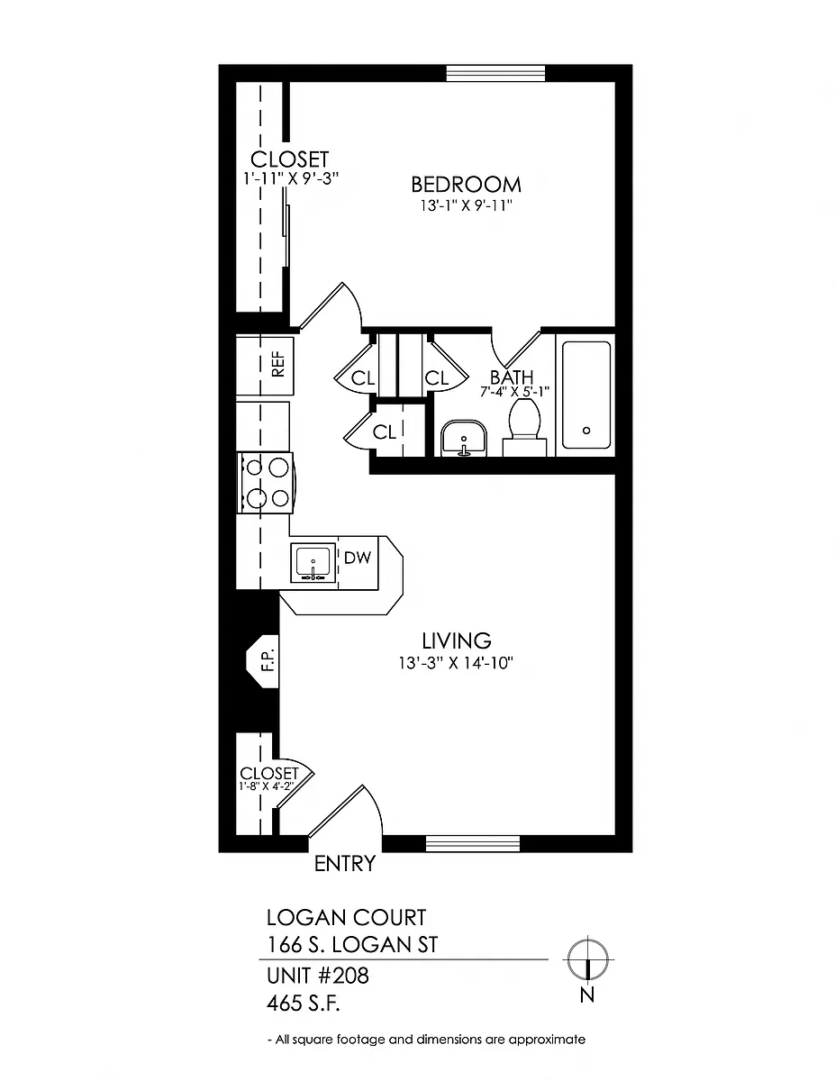 Floor plan 1 Bedroom-Hardwood