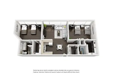 Floor plan 2x2 Furnished - Price Per Bed 2027-2028
