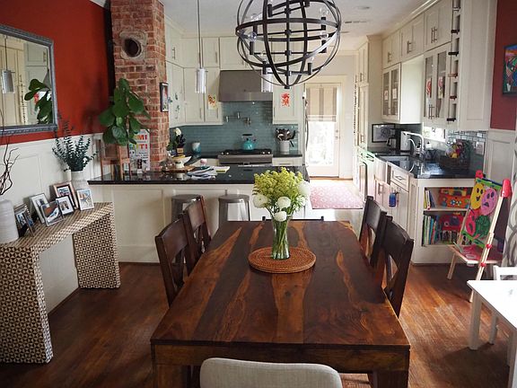 Dining room and kitchen with island seating