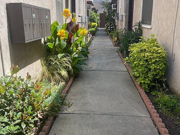 View from inside security gate. Unit 5 is the last unit on the left