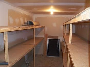 Storage room with built-in shelving.br