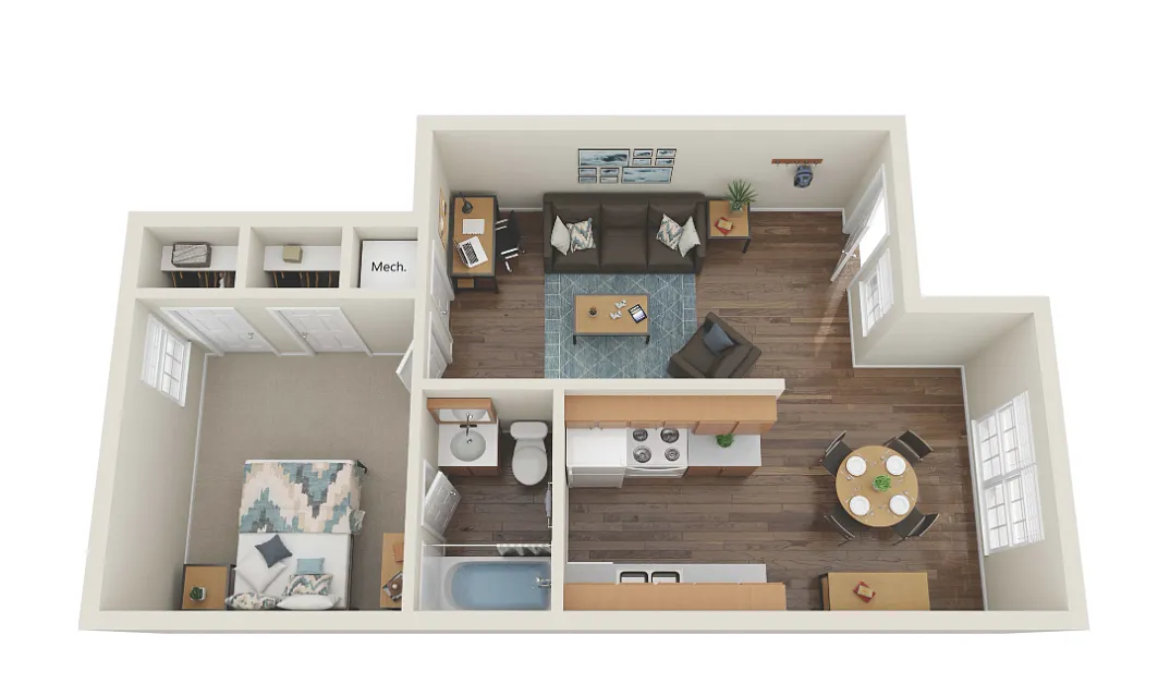 Floor plan A5R (1x1-LDR)