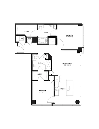 Floor plan 2 Bed/2 Bath-2C