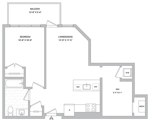 Floor plan 1 Bed/1 Bath Den-A-04A.1