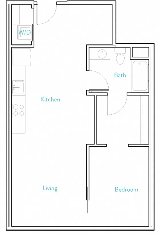 Floor plan 1 Bedroom B- Henshaw