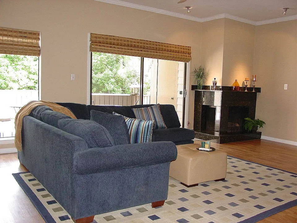 great room is huge with double sided fireplace and private view