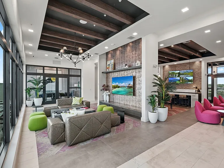 Resident clubroom with WiFi and HDTVs.