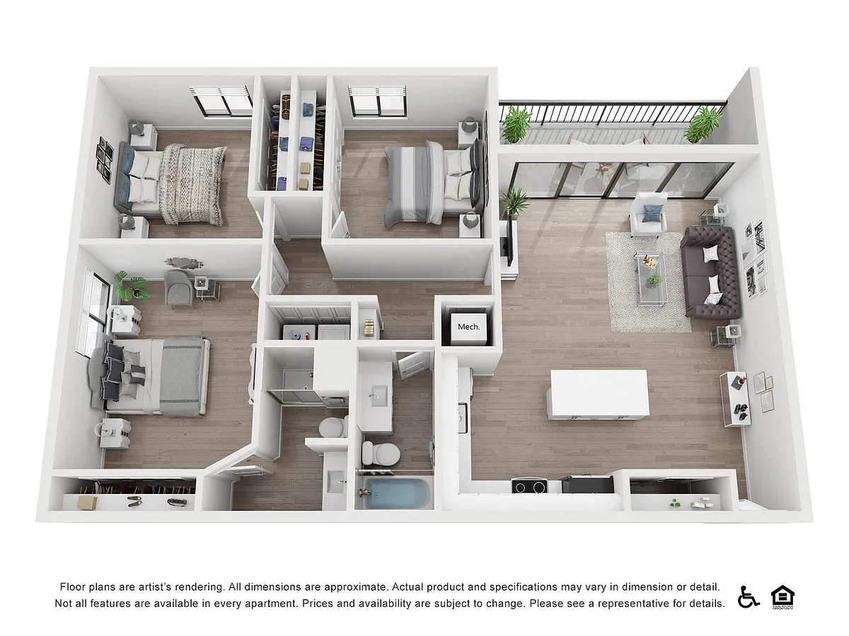 Floor plan 3 Bedroom 2 Bathroom A