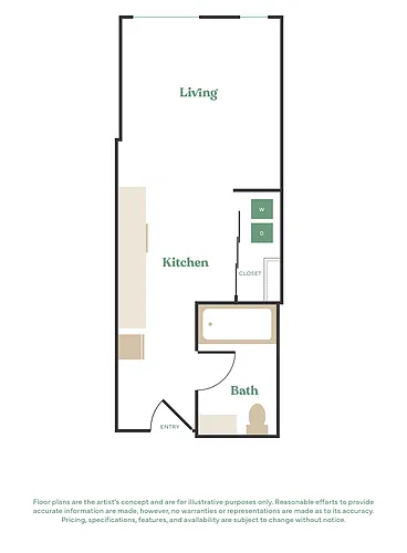 Floor plan Studio, 1 Bath - Apt H