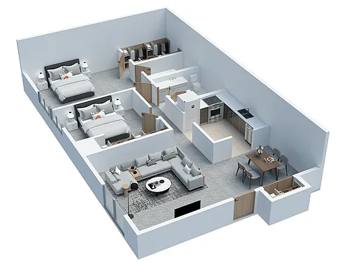 Floor plan 2 BD 1 and a half BA