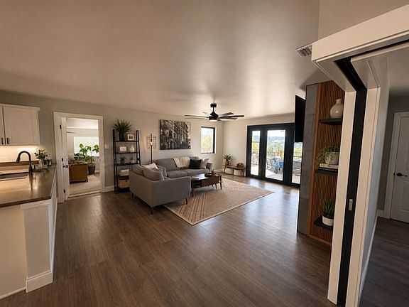 View of living room from dining area.