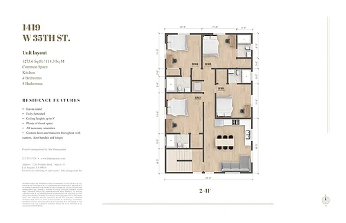 Floor plan Private room at 1419 W 35th St - 4b4b