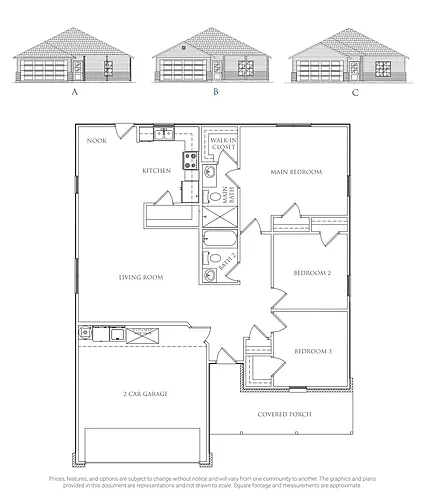 Floor plan 3 Bedrooms and 2 bathrooms