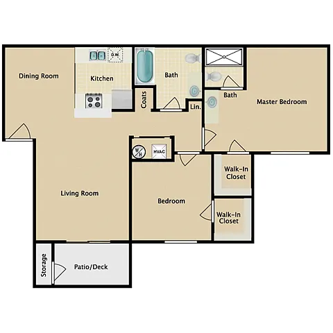 Floor plan 2 Bedroom 2 Bathroom