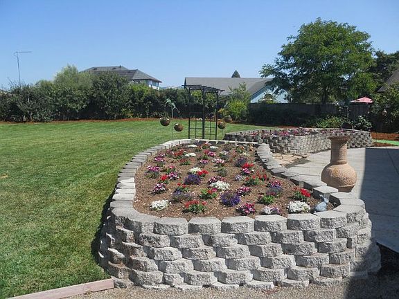 Back Yard With Flower Beds