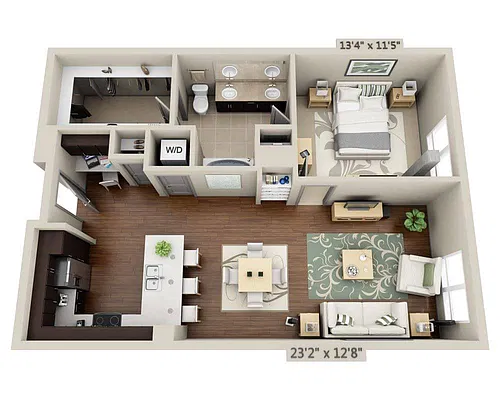 Floor plan One Bedroom A1K