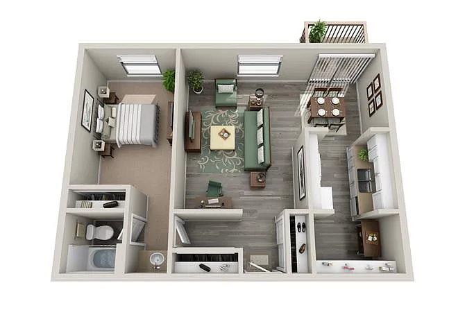 Floor plan 1 bed/1 bath
