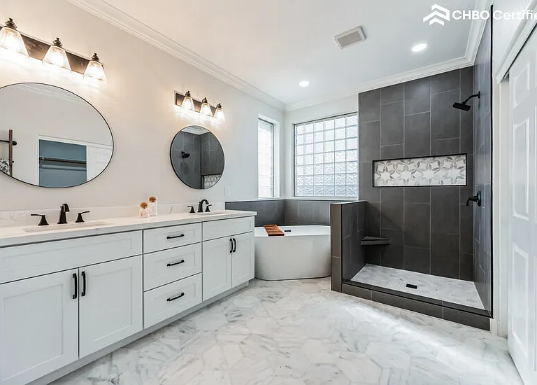 Soaking tub and walk in shower