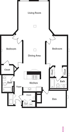 Floor plan K-BM Two Bedroom, Two Bathroom