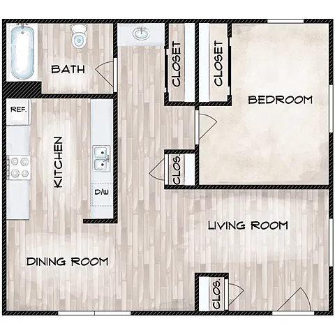 Floor plan 1 Bedroom 1 Bathroom