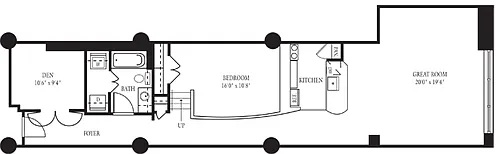 Floor plan CO-E One Bedroom, One Bathroom