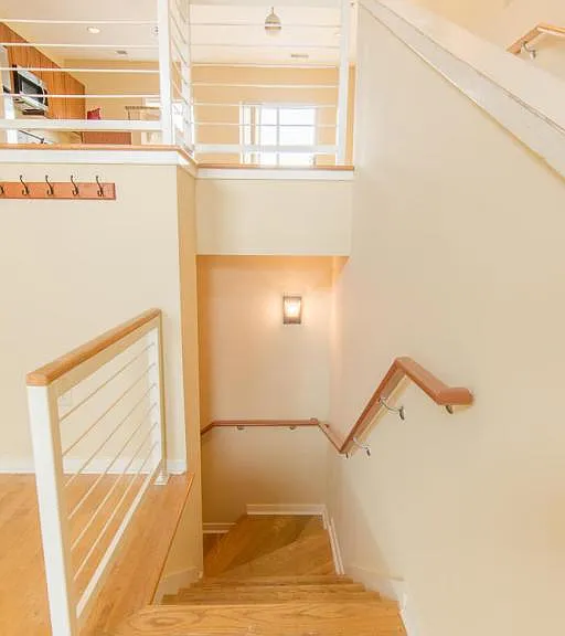 Stairs leading down to garage