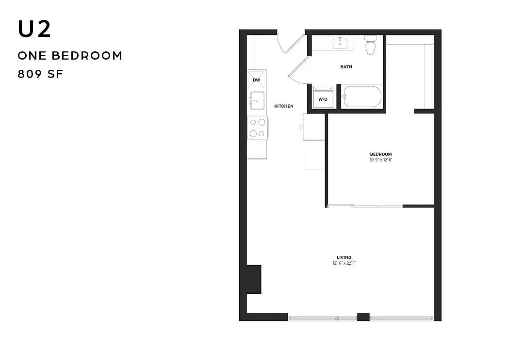 Floor plan U2 One Bedroom