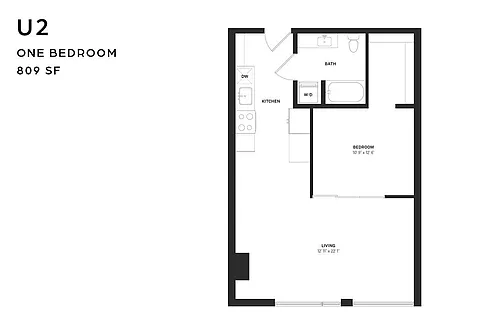 Floor plan U2 One Bedroom