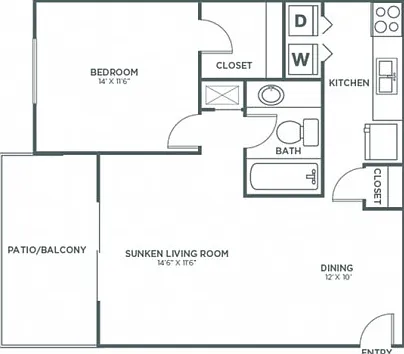 One Bedroom One Bath (826 SF) One Bedroom One Bath (826 SF)