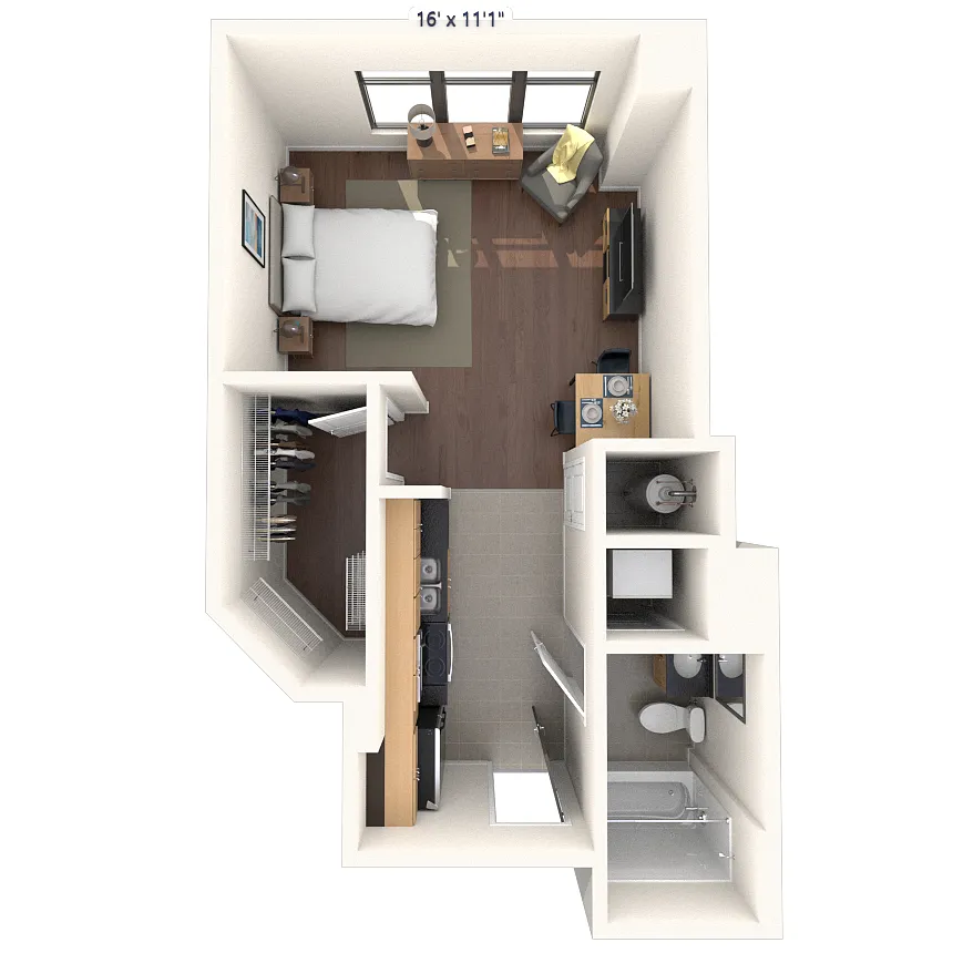 Floor plan Studio 0x1 491-507 SF