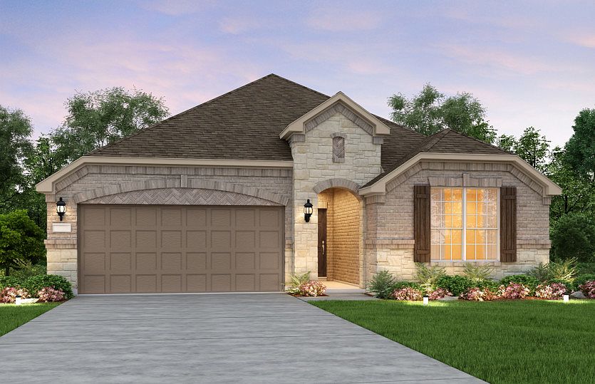 The Arlington, a one-story home with 2-car garage, shown with Home Exterior C