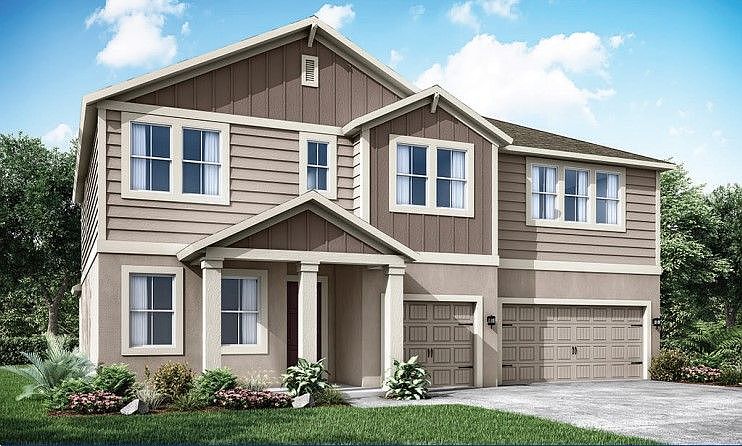 Jupiter new home plan farmhouse elevation at River Pointe by William Ryan Homes Tampa
