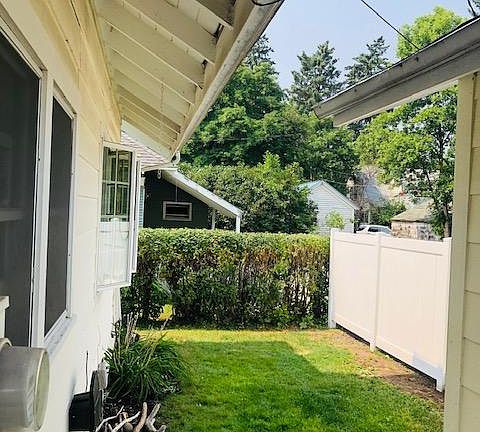 back patio and yard to 2 car detached garage
